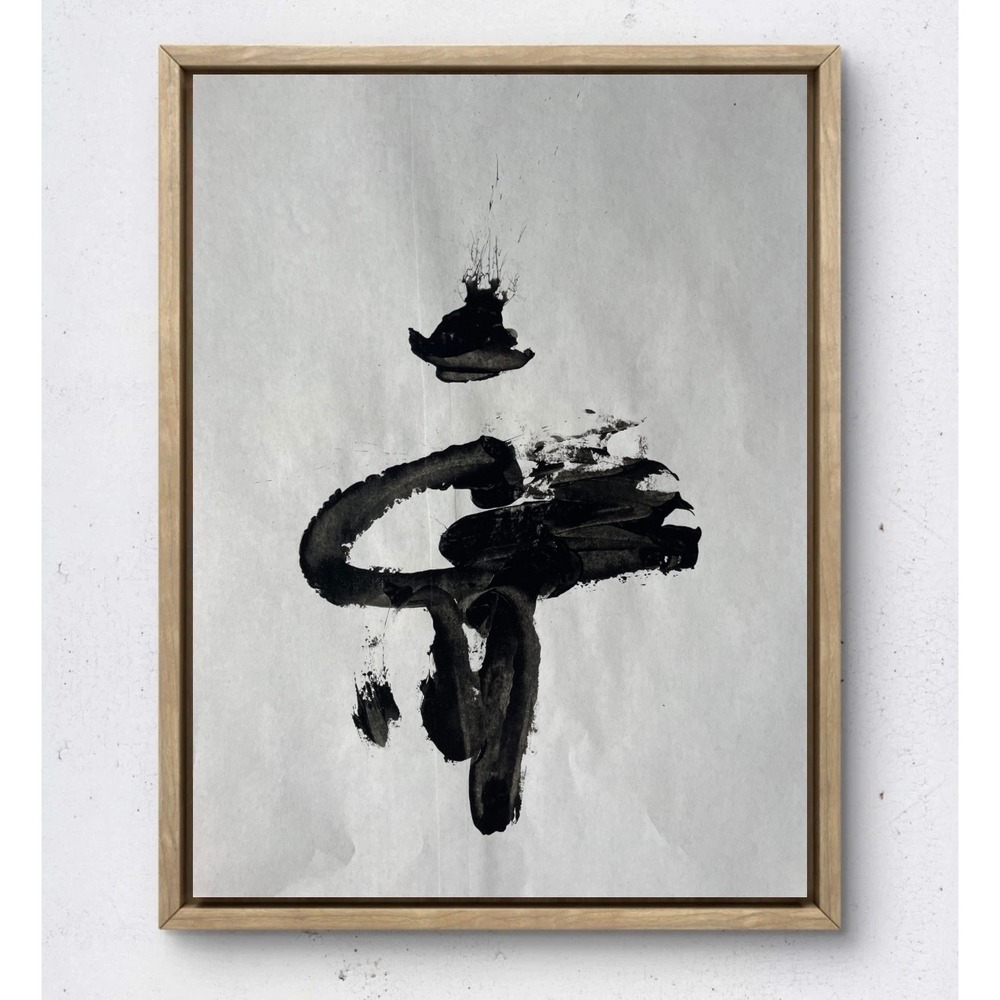 Original Abstract Black Ink Wash Painting 8.5x11 Minimalist Zen Art on Paper